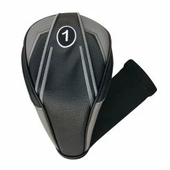 PU Leatherette Black/Gray Headcovers With Sock